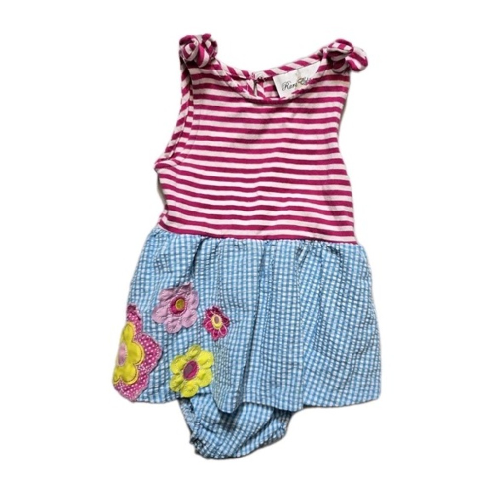Rare‎ Editions Fuchsia Turquoise Flower Skirted Crawler  24 Months